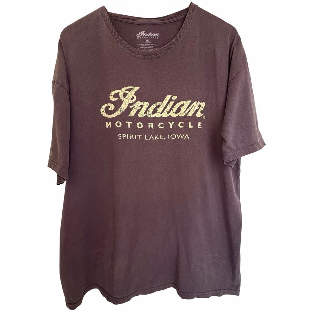 Indian Motorcycle Spirit Lake Iowa Mens XL Brown Graphic Tee